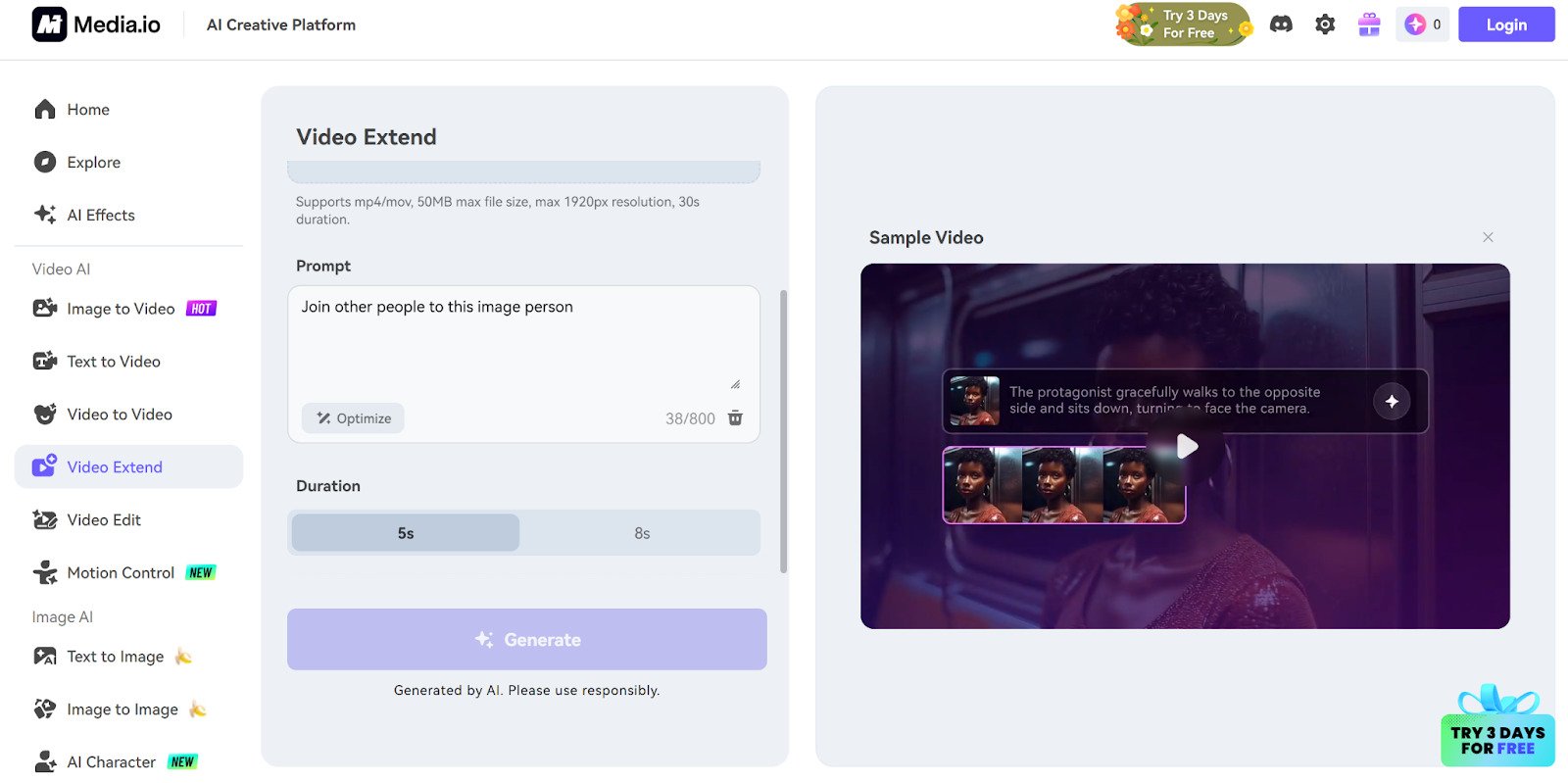 generate extended video